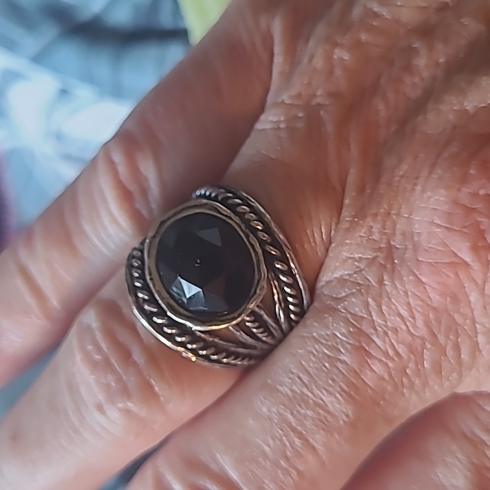Sterling silver and onyx ring